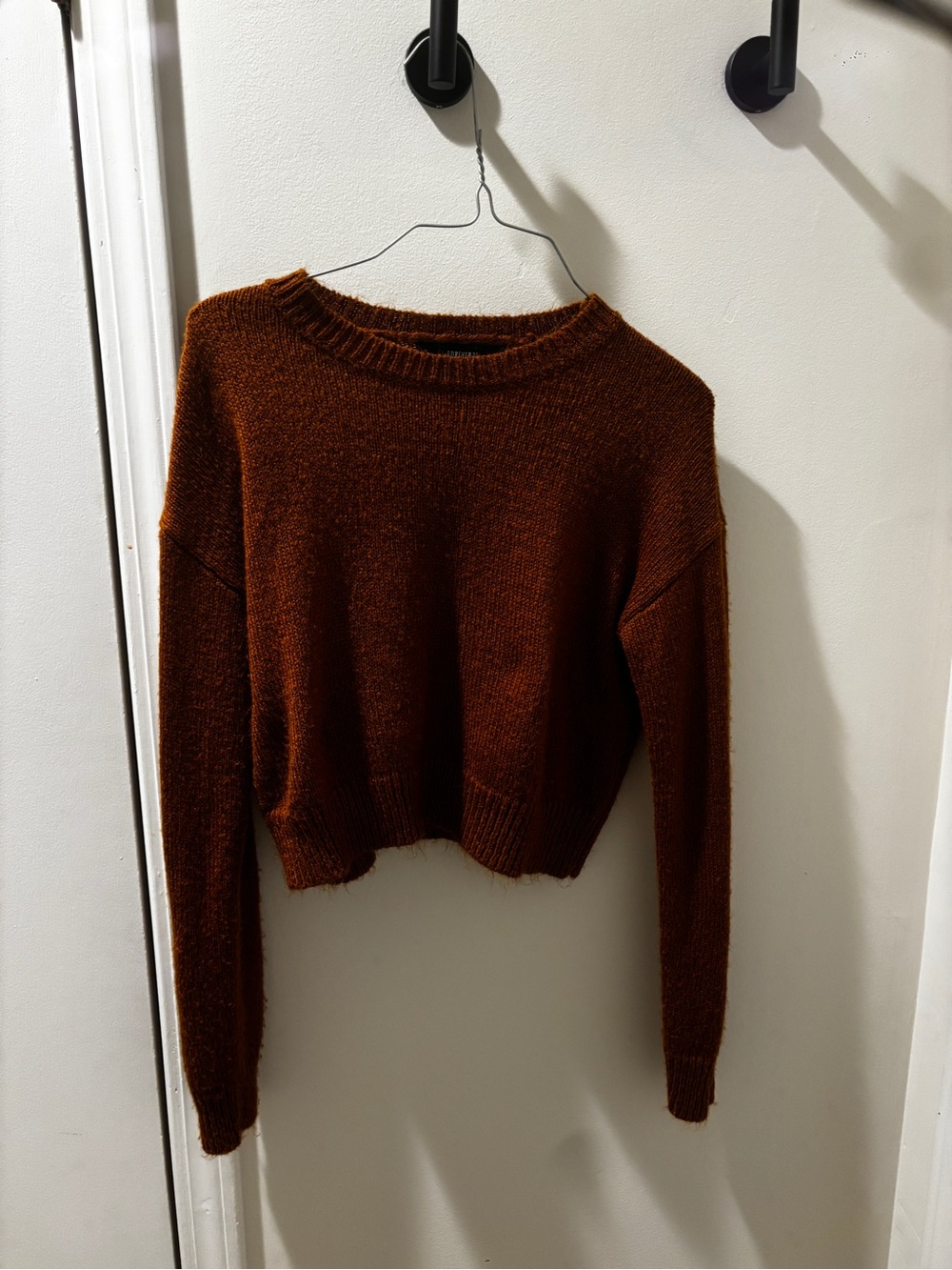 Forever 21 Cropped Crewneck Sweater in Burnt Orange